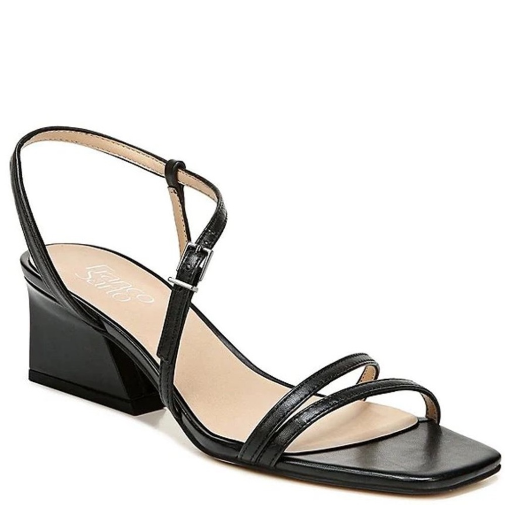 Franco Sarto Chania Leather Square Toe Dress Sandals edgy heel